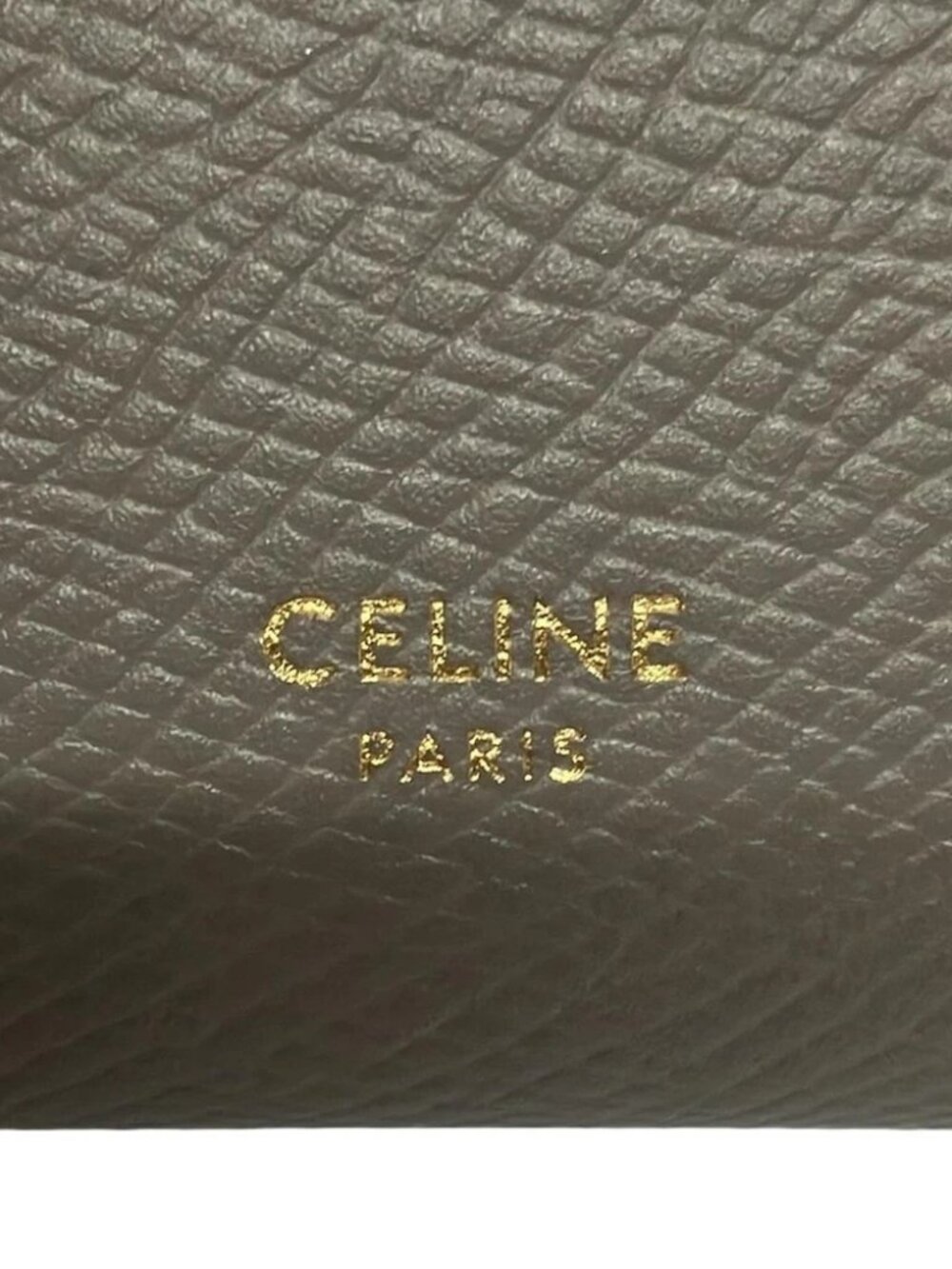 CELINE - Gray Beige Grained Calfskin Trifold Wallet - Picture 5 of 6